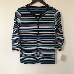 Croft & barrow blue striped henley tee